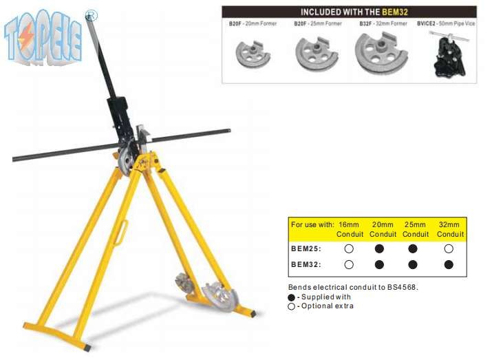 2 Formers Hand Power Gi Conduit Pipe Bender BS4568 Portable Conduit Bending Machine