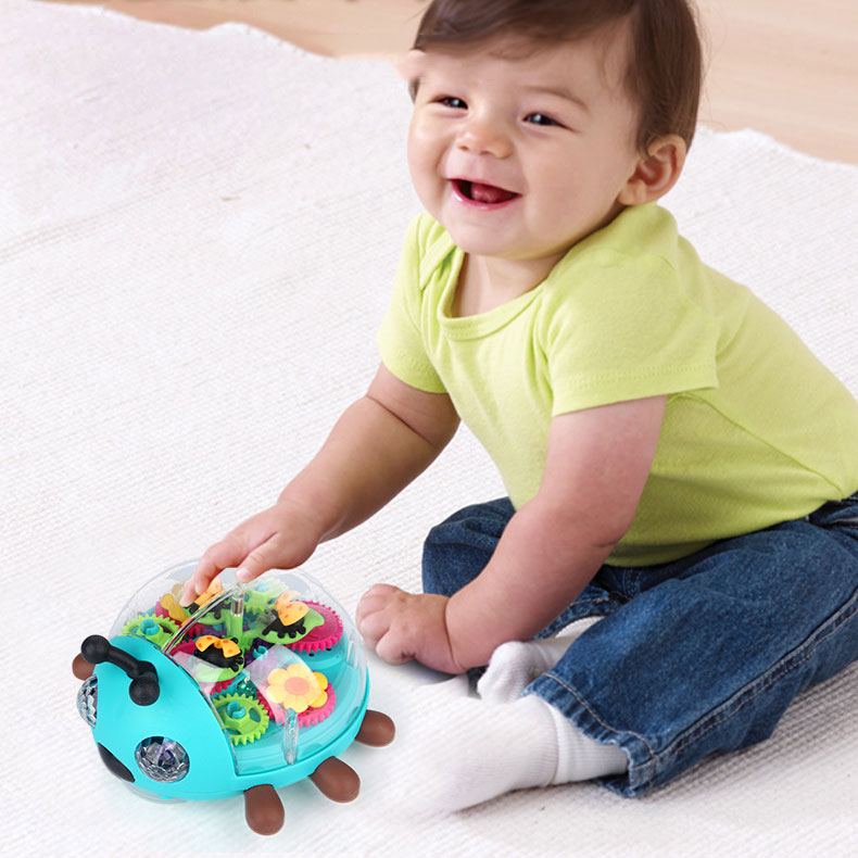Items Electric Children's Puzzle Toy Transparent Gear Beetle Universal Walking Music Light Insect Toy