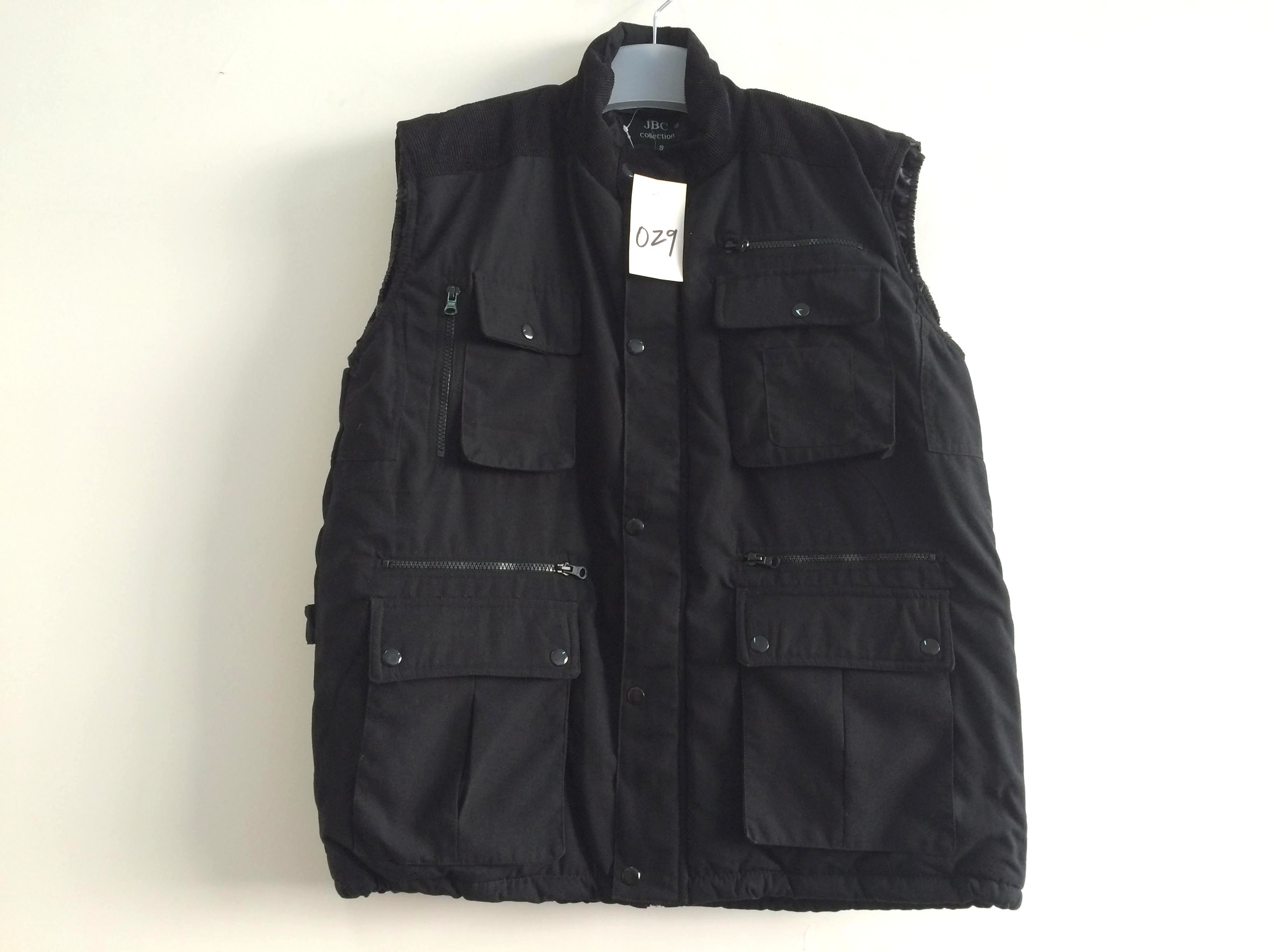 winter vest, warm waist coat, UK style, black, S-3XL, padding with corduroy shoulder