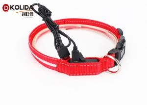 China Adjustable Safety Nylon Rechargeable LED Dog Collar With USB Cable wholesale
