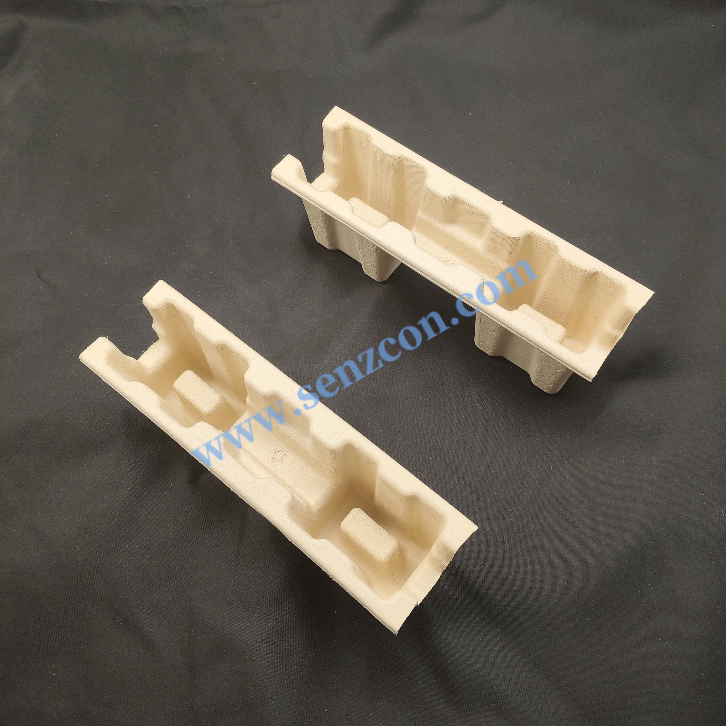 Environmentally friendly pulp molded corrugated paper dry-pressed edge protectors for iPad and vehicle infotainment system screens are recyclable and