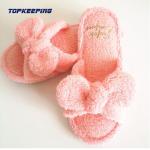 Anti Slip EVA Sole Womens Fuzzy Slipper With Grid Bottom