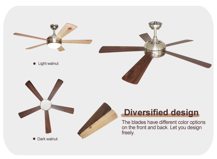 3 Color LED Light Modern Design 5 MDF Blades Large Ventilation Rotating Ceiling Fan