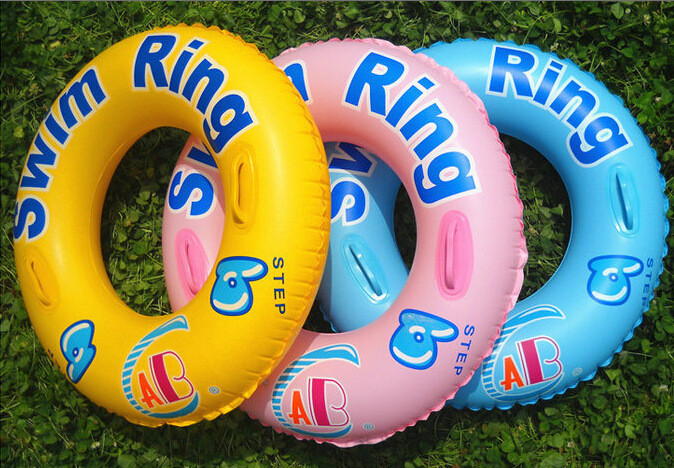 Newly inflatable swimming ring with funny learning letter for kids, with safe handle in each side