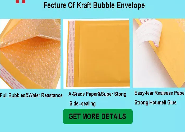 Padded Courier Kraft Paper Bubble Mailers 2 Sealing Sides Logo Printing Envelope