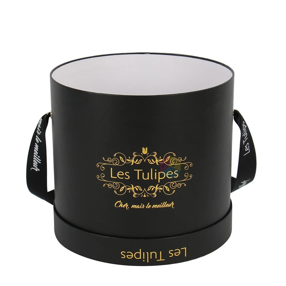 Round design luxury cardboard paper flower hat gift box for roses packaging with custom logo
