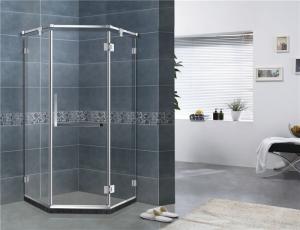 China Mirror Color Diamond Glass Shower Enclosures Frameless With Stainless Steel Support Bar wholesale
