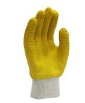 Yellow Cotton Jersey Gloves Wavy Rubber Full Latex Covered Gloves