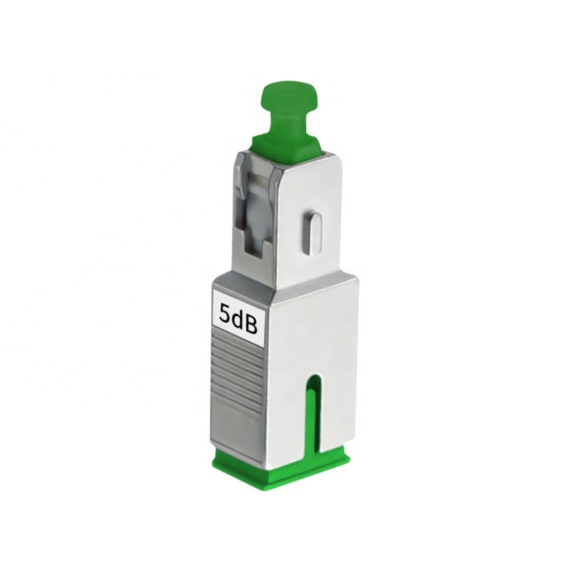 SC/APC pulg-in optical attenuator with stable attenuation 1~25dB, single mode fixed male to female metal housing