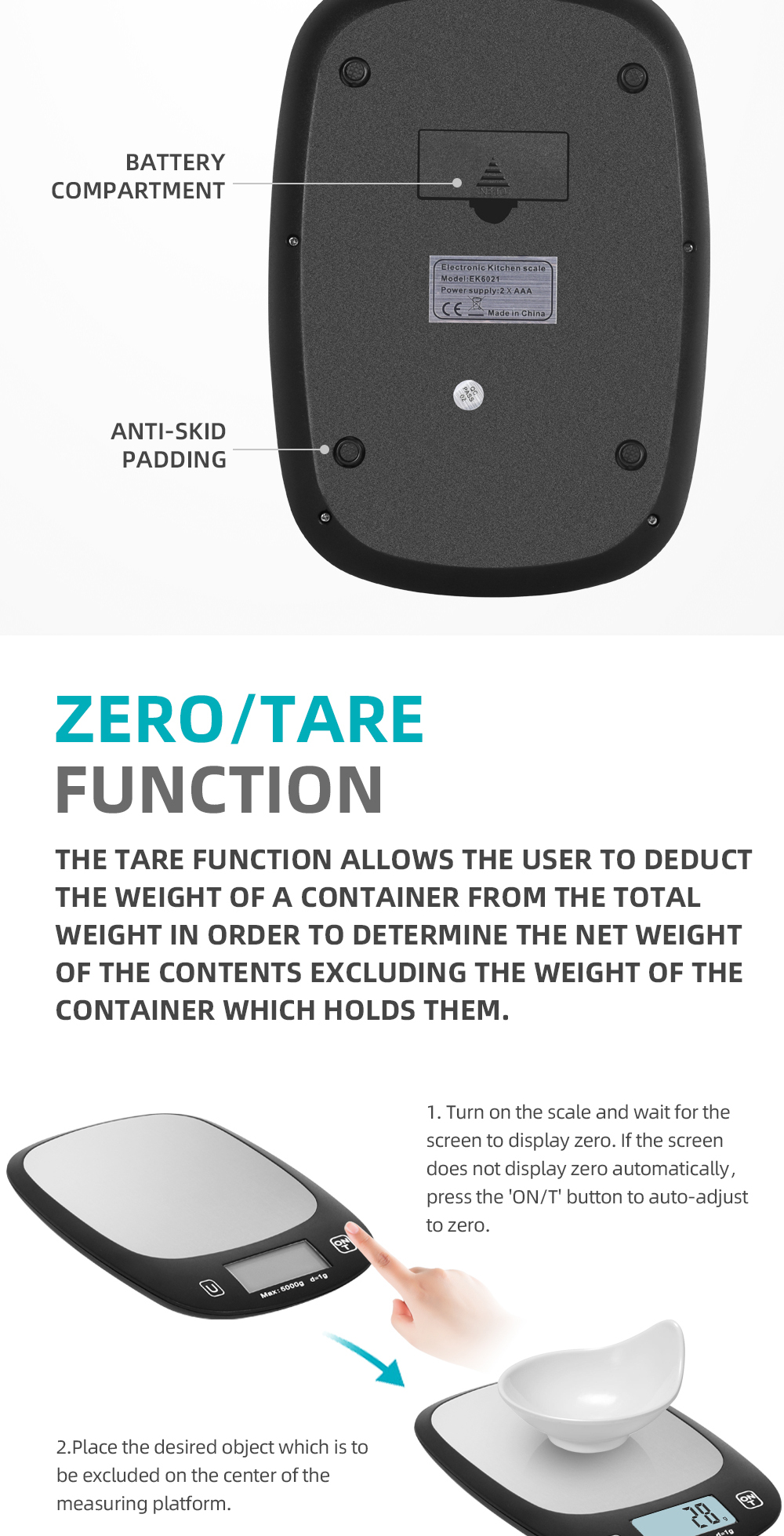 5KG Maximum Weight Recommendation Nutritional Scale Accurate Kitchen Scales Waterproof Digital Kitchen Weighing Scale