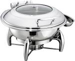 Round Chafing Dish Hydraulic Lid with Glass Window Optional φ35cm 6.0Ltr Food