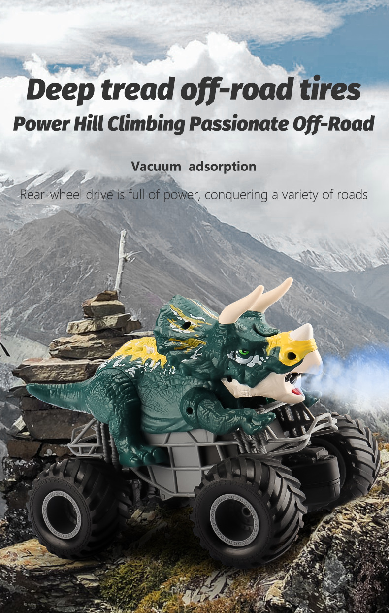 Spray Dinosaur 2.4G Remote Control Triangle Dragon King Dragon Climbing Bigfoot Vehicle
