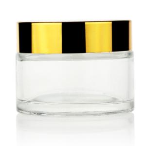 China 50g Glass Jar Cream Glass Jar With Gold Cap wholesale