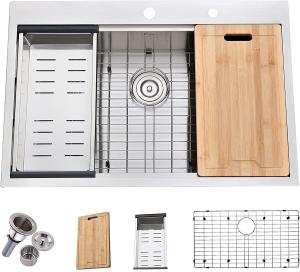 China OEM Brushed 33&quot;x 22&quot; 18 Gauge Kitchen Workstation Sink wholesale