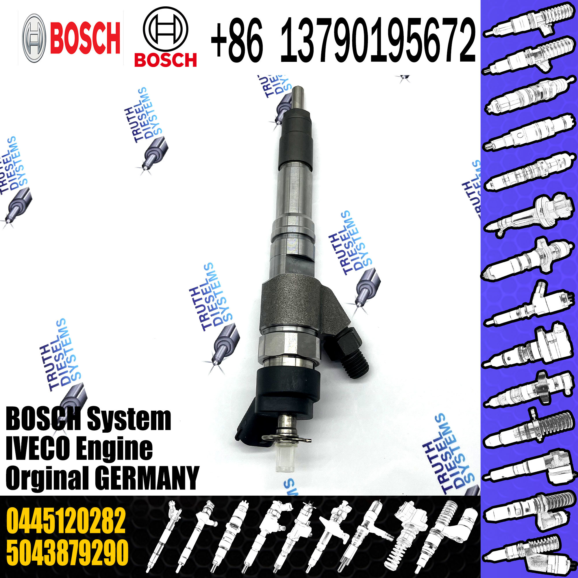 Common Rail Fuel Injector 0445120092 0445120282 For IVECO FIAT 504194432
