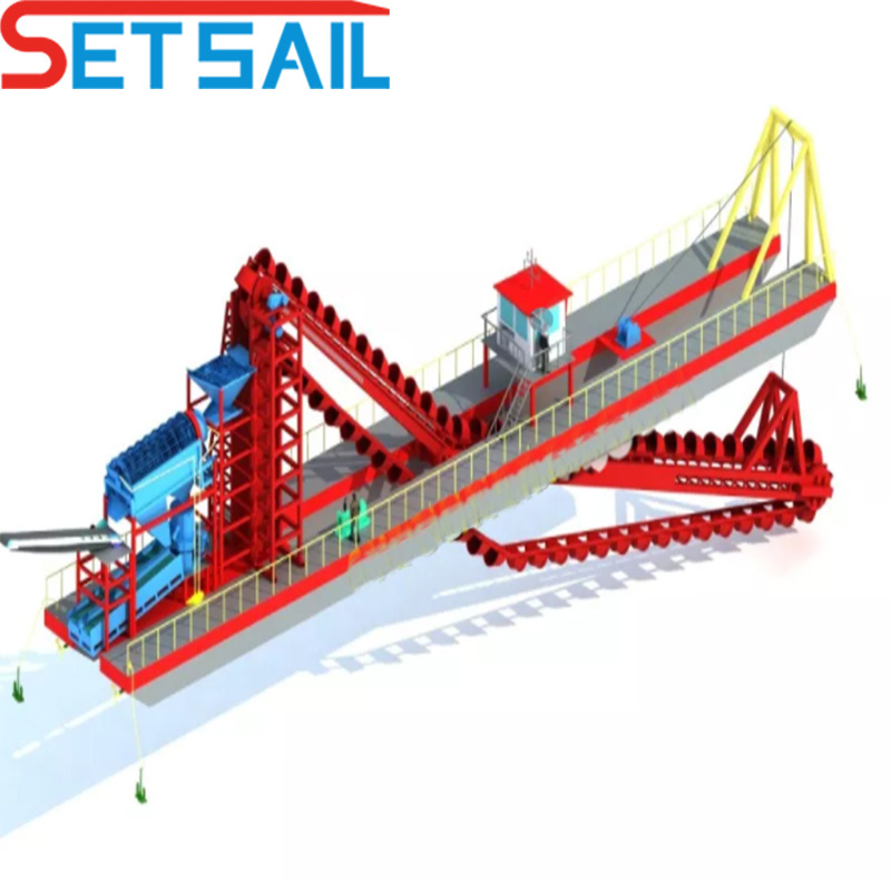 Low Price Bucket Chain River Gold Mining Dredger with Jig