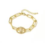 Elegant 18k Gold Chain Bracelet Women , Synthetic CZ Gold Plated Charm Bracelet