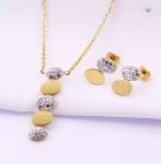Female Stainless Steel Jewelry Set High Drop Shaped Rhinestone Jewelry Necklace