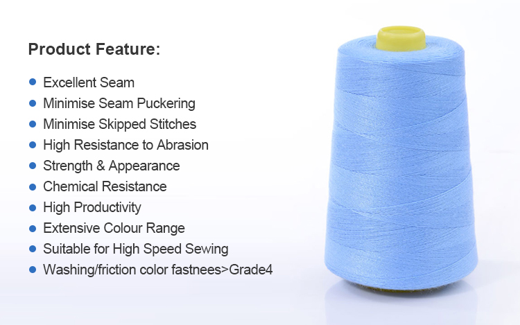 Supply Polyester Cotton Thread 40/2 5000 Yards 100% Spun Sewing Thread for Tablecloth