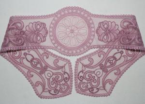 China Purple Lace Collar Applique Floral Embroidered Tulle Mesh Trim For Neckline wholesale