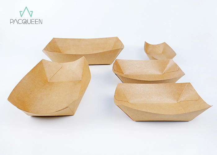 Moisture Resistant Brown Takeaway Boxes , Disposable Sushi Trays Custom Size