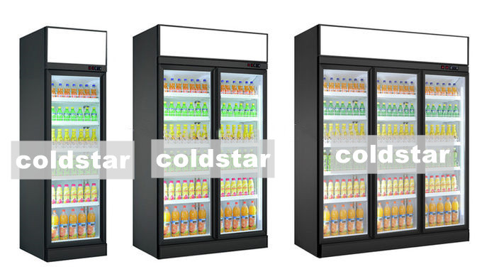Supermarket Refrigerated Showcase Commercial Cold Drink Refrigerator Upright Display Glass Door Fridge