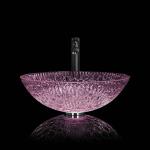 395mm Crystal Wash Basins Round 130mm Purple Bathroom Bowl Basin