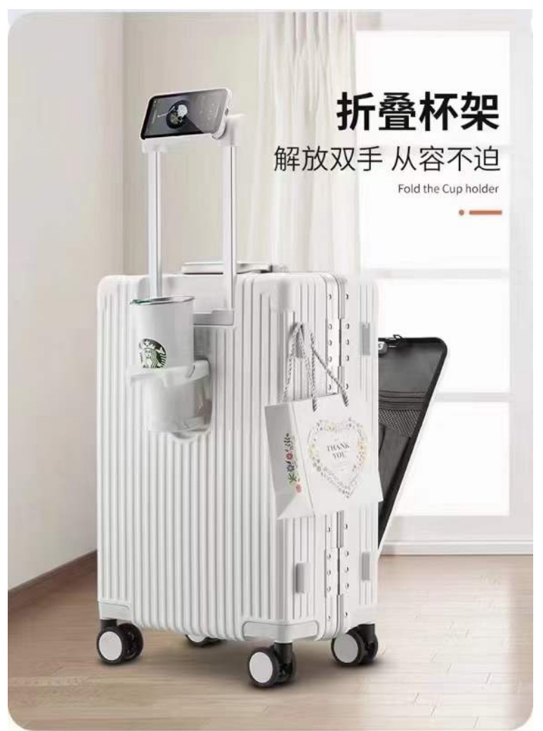 Best Selling Custom Durable Trolley Case ABS Suitcase Front Opening Double Open Carry On Luggage