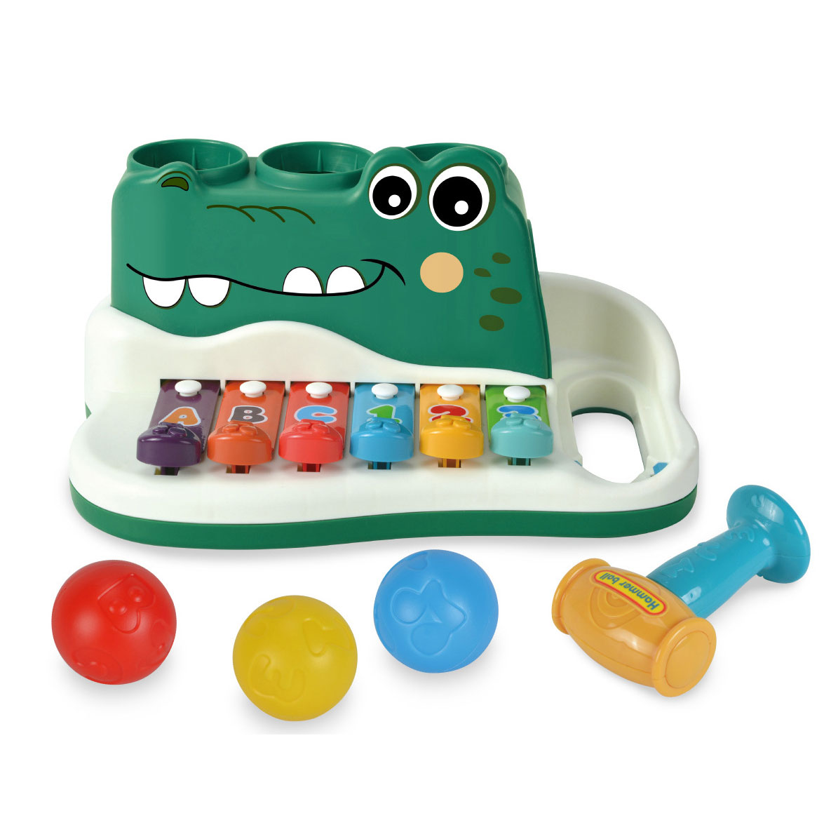 Kids Learning Montessori Education Fun Knocking Ball Crocodile Music Busy Board Puzzle Hammering Pounding Toy