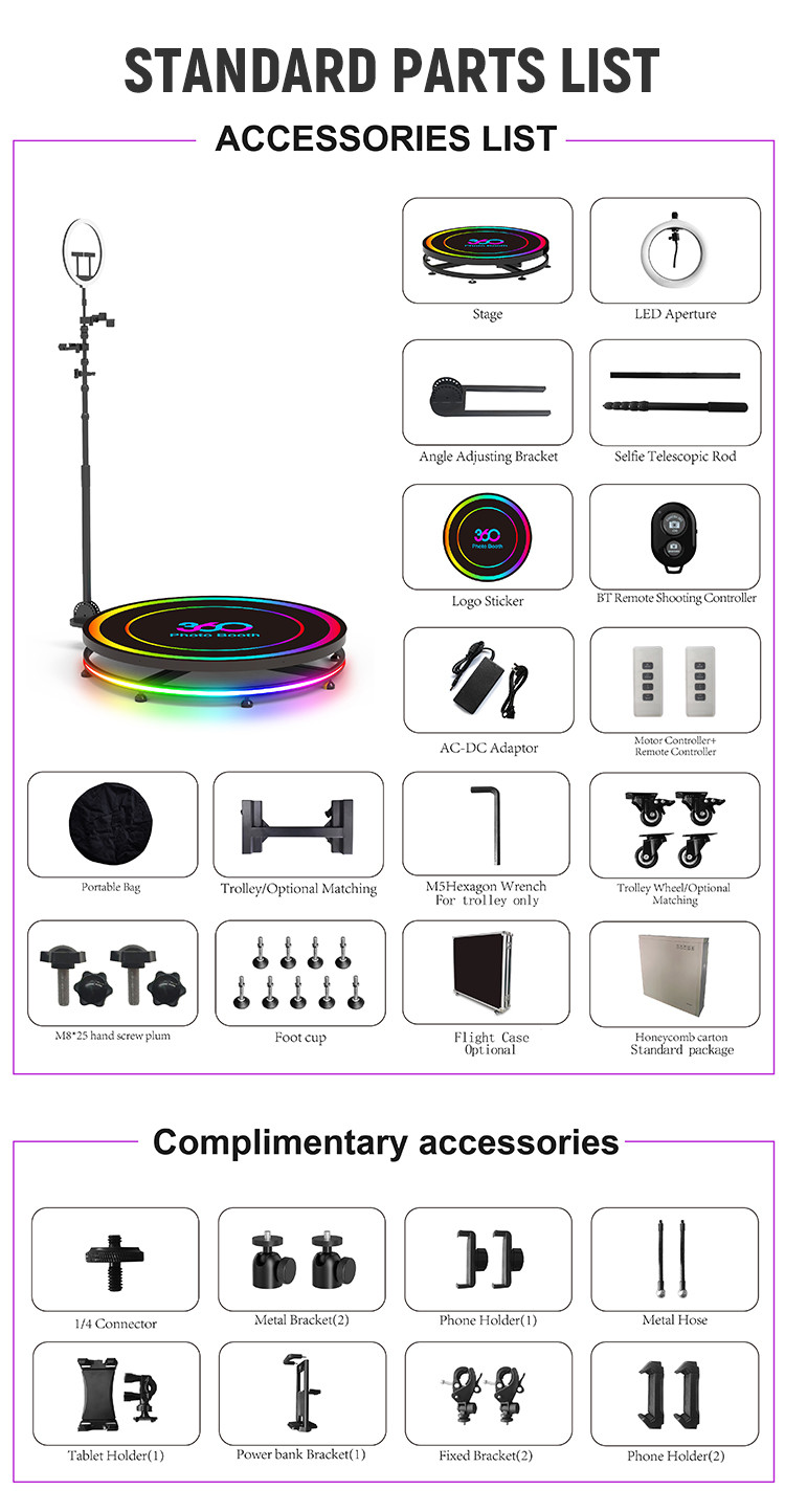 Decoration 360 Booth Camera Adjustable Arm 360 Rotating Photo Booth