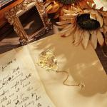 Hollow Custom Bookmark Vintage Flowers Painting With Metal Chain Pendant