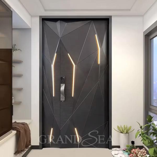 Modern Design Custom Made Wrought Iron Solid Wood Steel Pivot Entry Door with Factory Price for Residential Projects