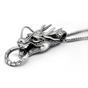 China Fashion 925 Silver Plated Men's Stainless Steel Rope Chain Dragon Pendant Necklace(SP164) wholesale
