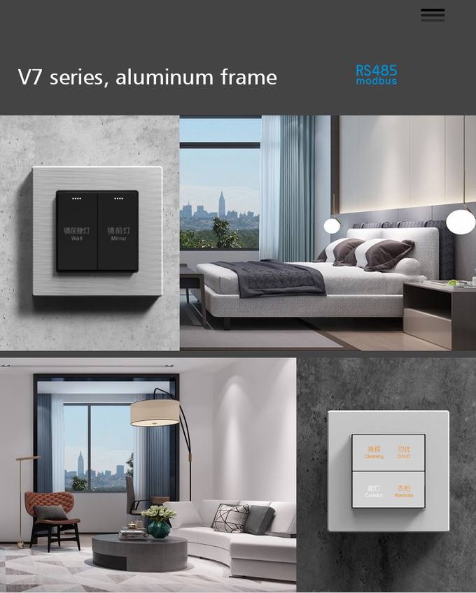 Hotel Room Modbus Wall Switch Electrical Button For Light Control