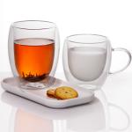 Customized Double Wall Glass Juice Latte Cup 450ml 600ml