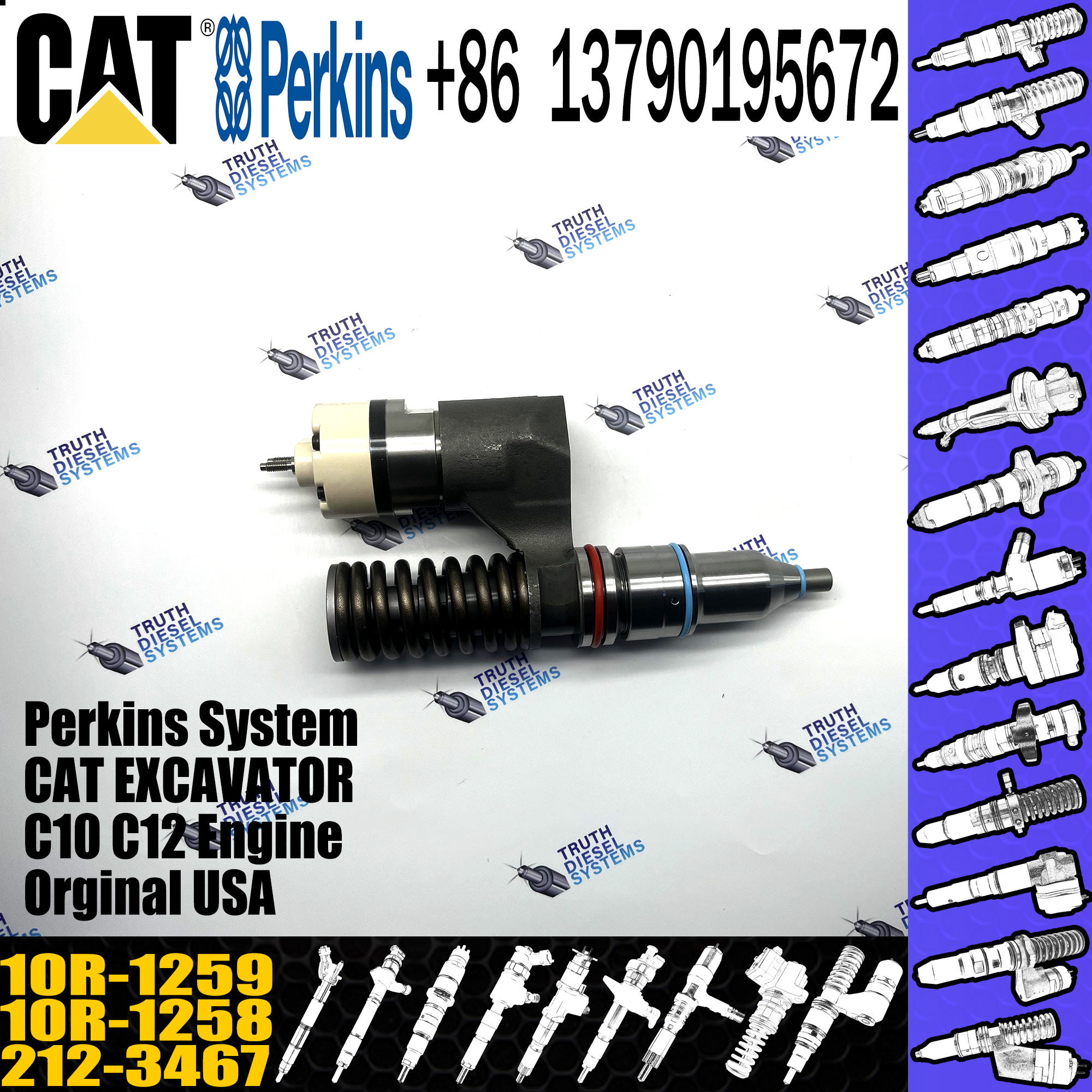 High Quality Diesel Common rail Diesel Fuel Injector 212-3467 10R-1259 For CAT C10/C12 Engine