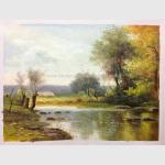 Impressionist Original Oil Landscape Paintings River Rock Landscaping Handmade