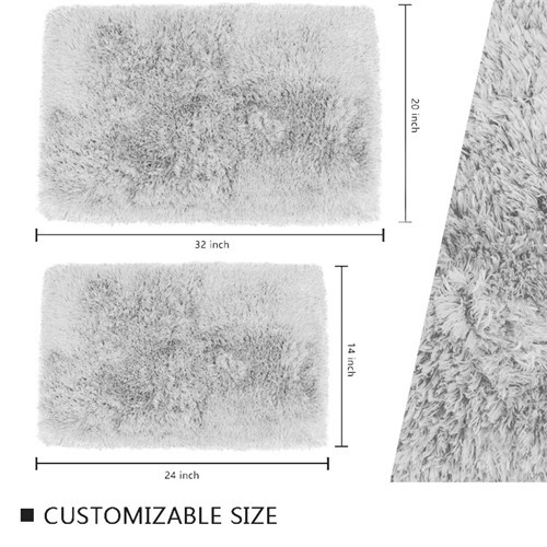 Long Lasting 17'' X 24'' Latex Backed Bath Mats White Fluffy Bathroom Rugs