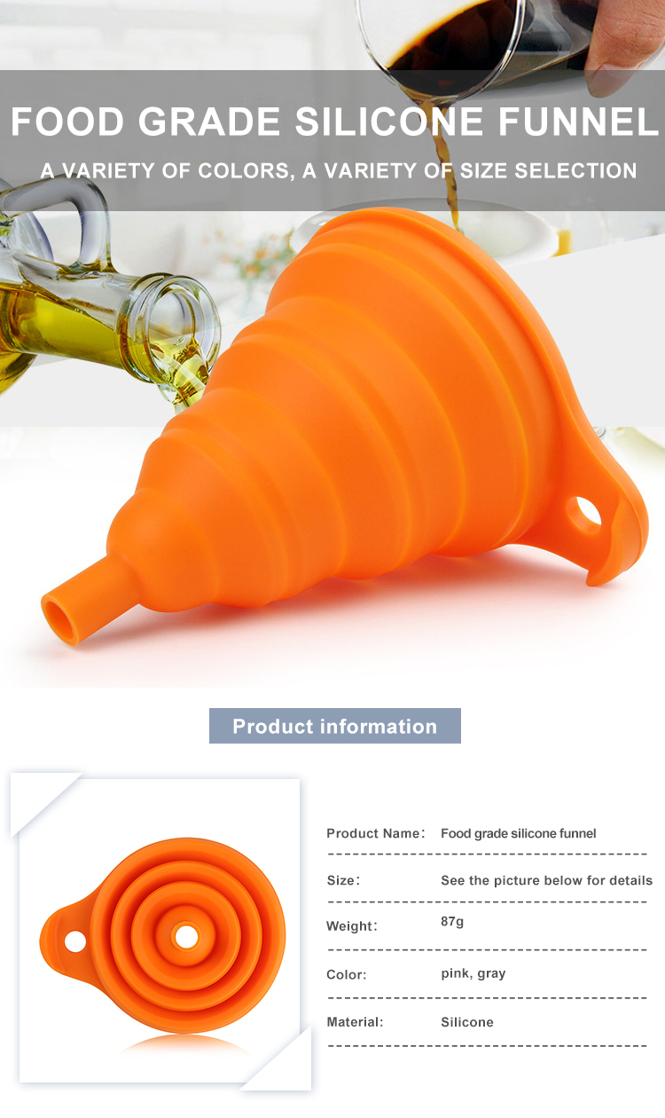 Heat Resistant BPA Free Silicone Collapsible Funnel For Liquid Transfer