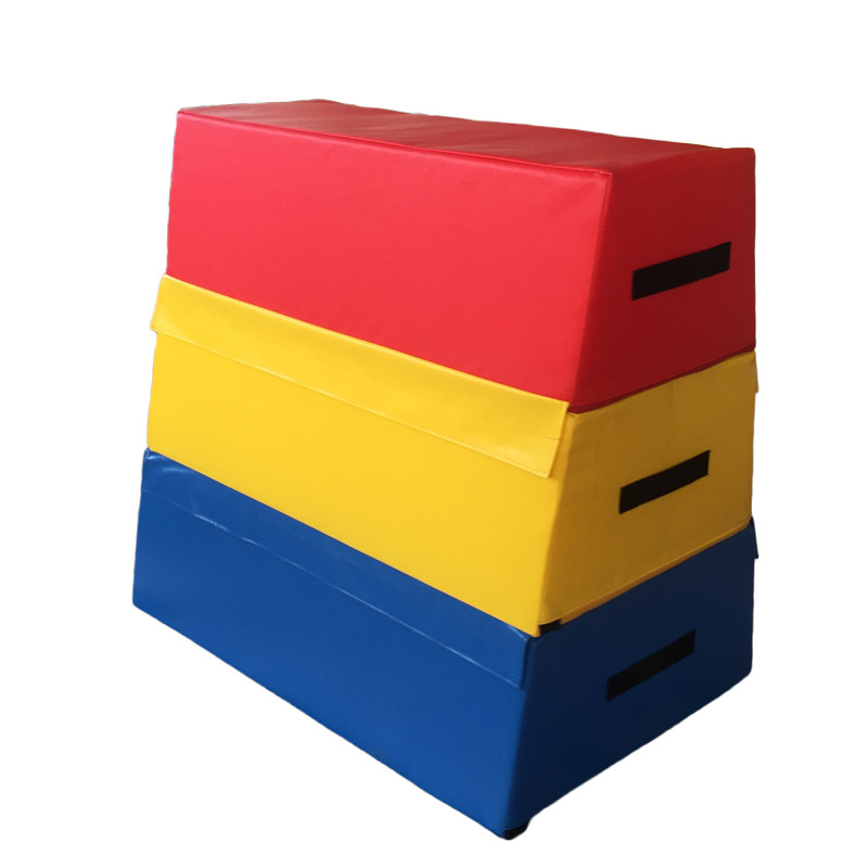 Colorful Vaulting Box Gymnastics , Parkour Vault Box High Density PVC Material
