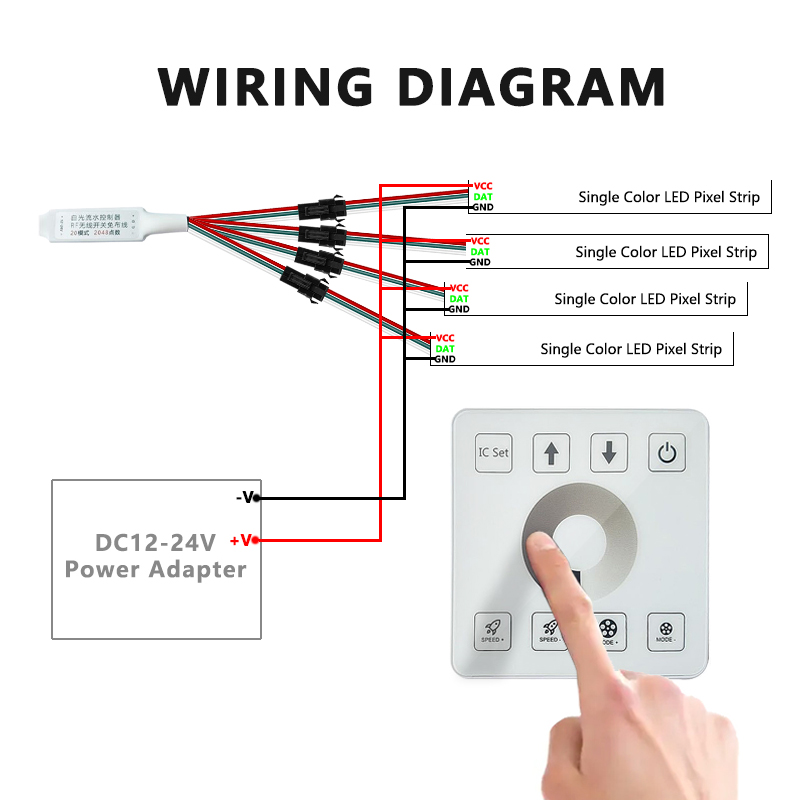 2048 Pixels Rf Wireless Remote LED Controller For White Flowing Light Strip