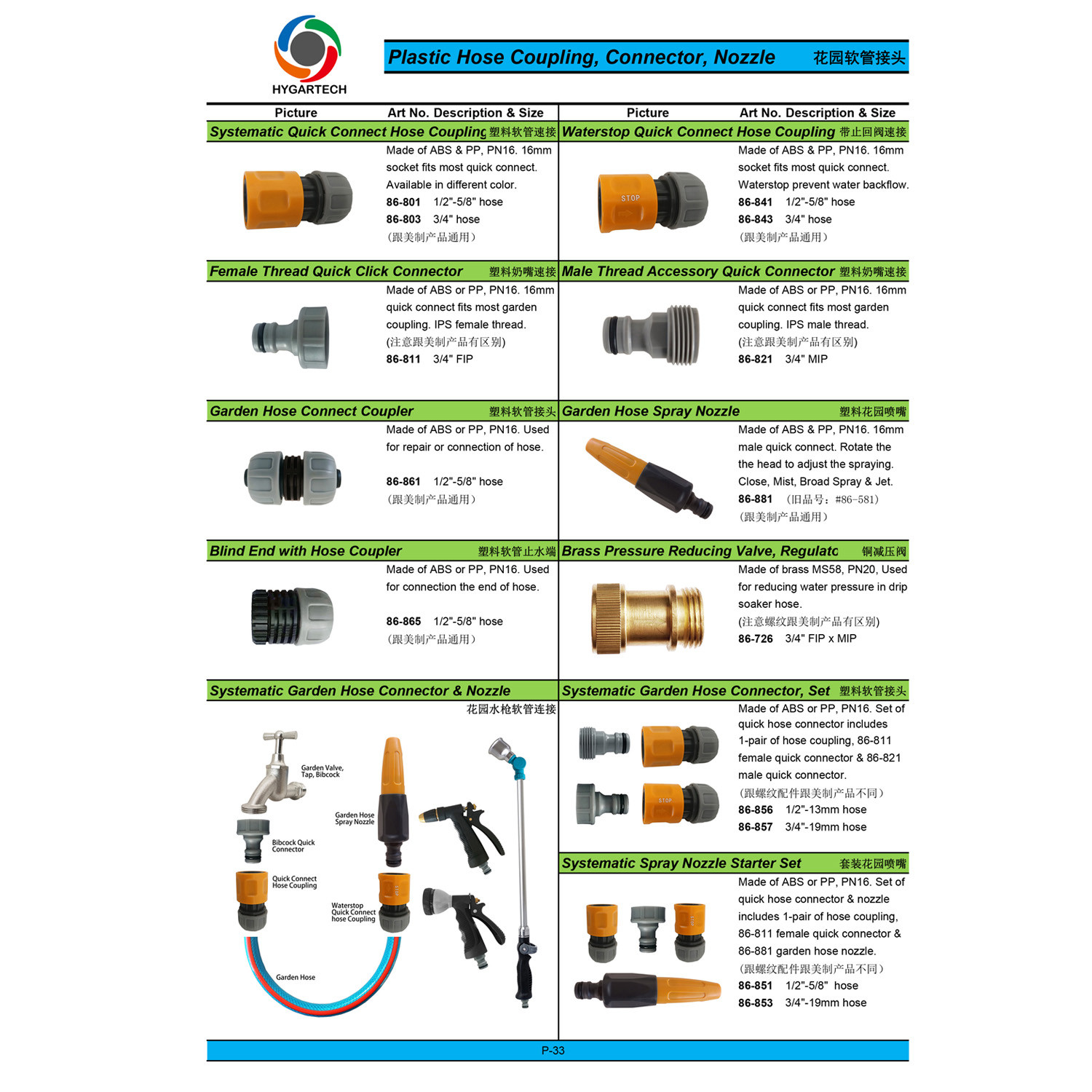 ABS PP PN16 Plastic Garden Hose End Connector With Coupler