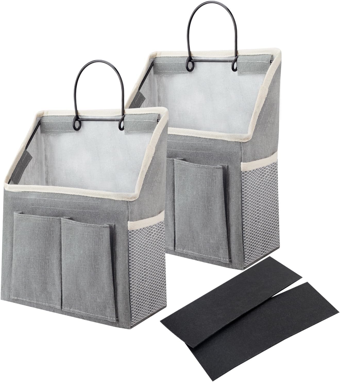 2 PACK WALL HANGING BAG ORGANIZER BASKET WITH POCKETS FOR BATHROOM BEDROOM KITCHEN DORM ROOM ESSENTIALS RV STORAGE AND