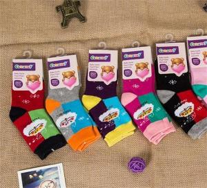China Anti-skid colorful christmas santa claus design cosy cotton winter dress socks for girls wholesale