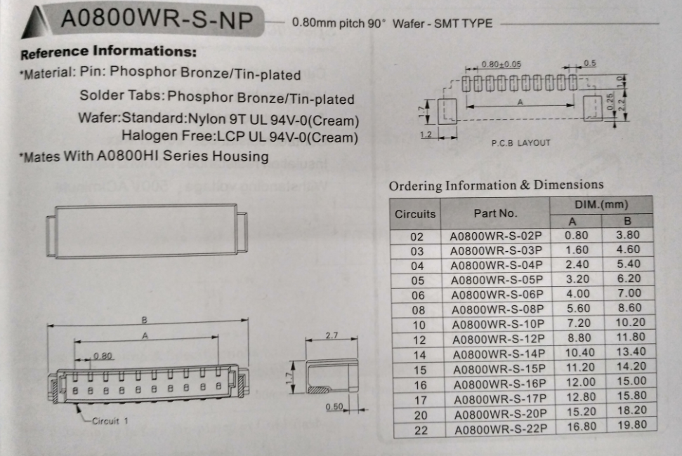 0.8mm pitch Insulation Displacement Connector SUR connector for AWG32#