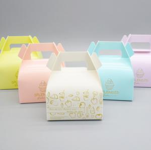 China Disposable Bakery Pastry Take Away Paper Cake Packaging Box With Handle Food Grade wholesale