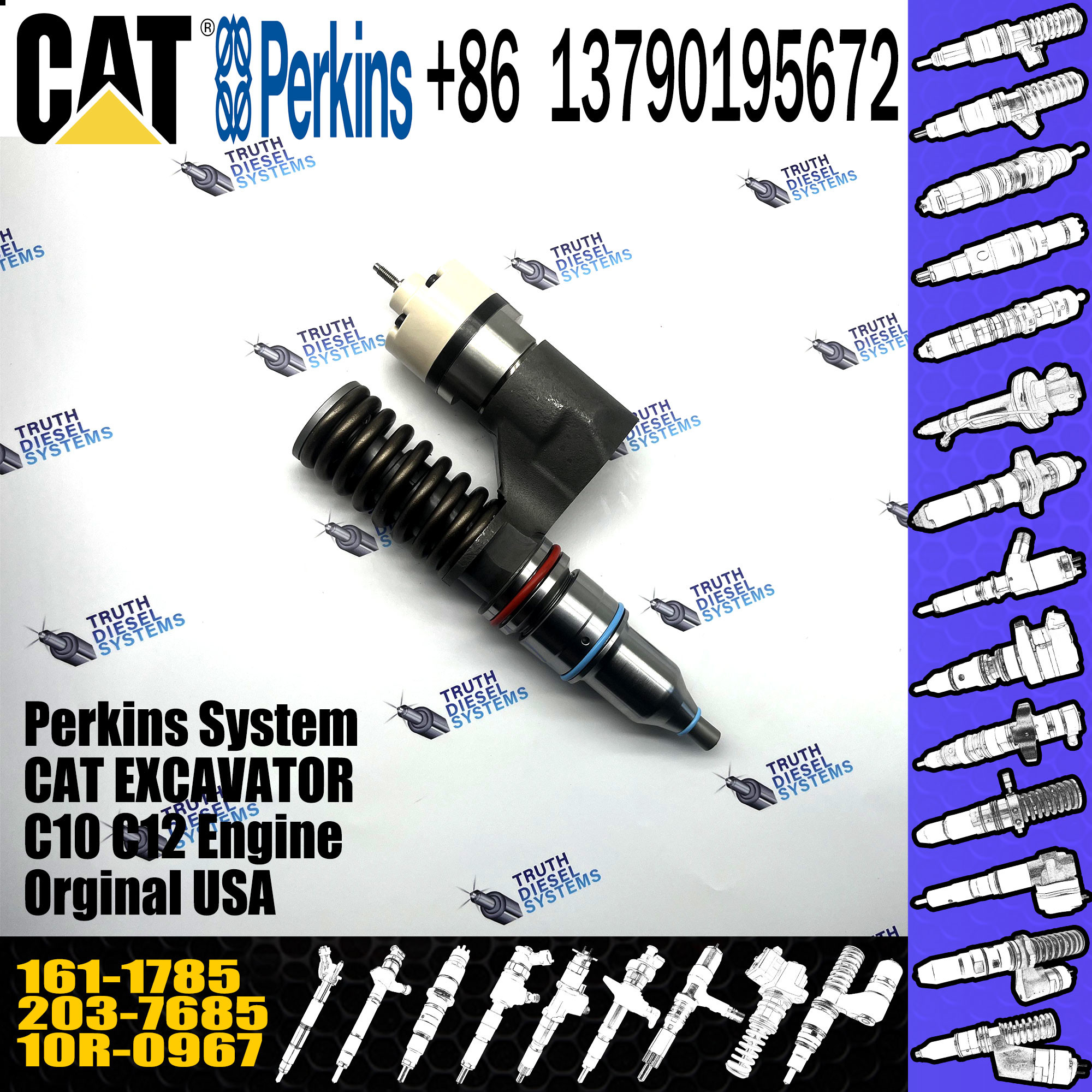 0R-4987 common rail excavator fuel injector for CAT C10 C12 engine injector 0R-4987 161-1785