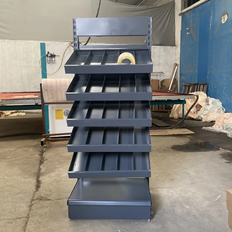 Factory Custom Size Color logo frosted gray hardware store shelves pharmacy shelves rack