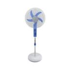 Plastic AC / DC 12V Brush Motor Solar Floor Fan 16 Inch With Led Lights And
