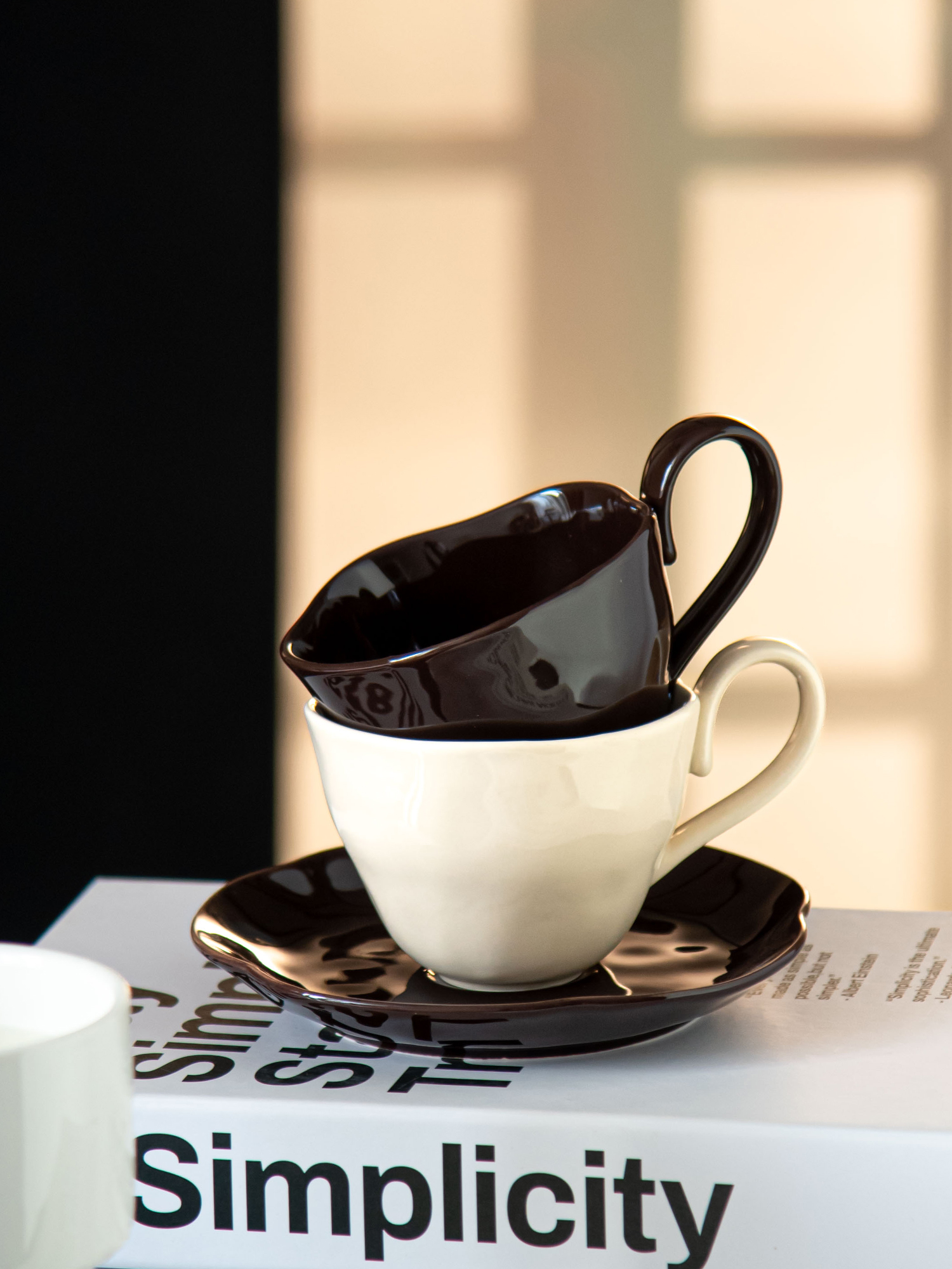 Novelty Design Style Handmade Ceramic Coffee Cups And Saucers For Sustainable